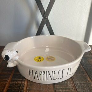 Rae Dunn Peanuts Snoooy HAPPINESS IS … 75 Years  8.5” Baking Dish Casserole NEW